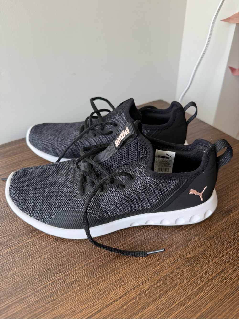Puma Women’s Black Knit Athletic Sneakers with White Sole - Picture 2 of 6